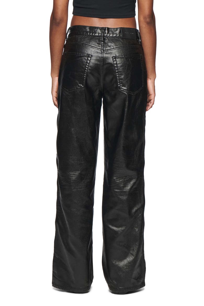 Side Cutout Coated Jeans, Alternate, color, BLACK