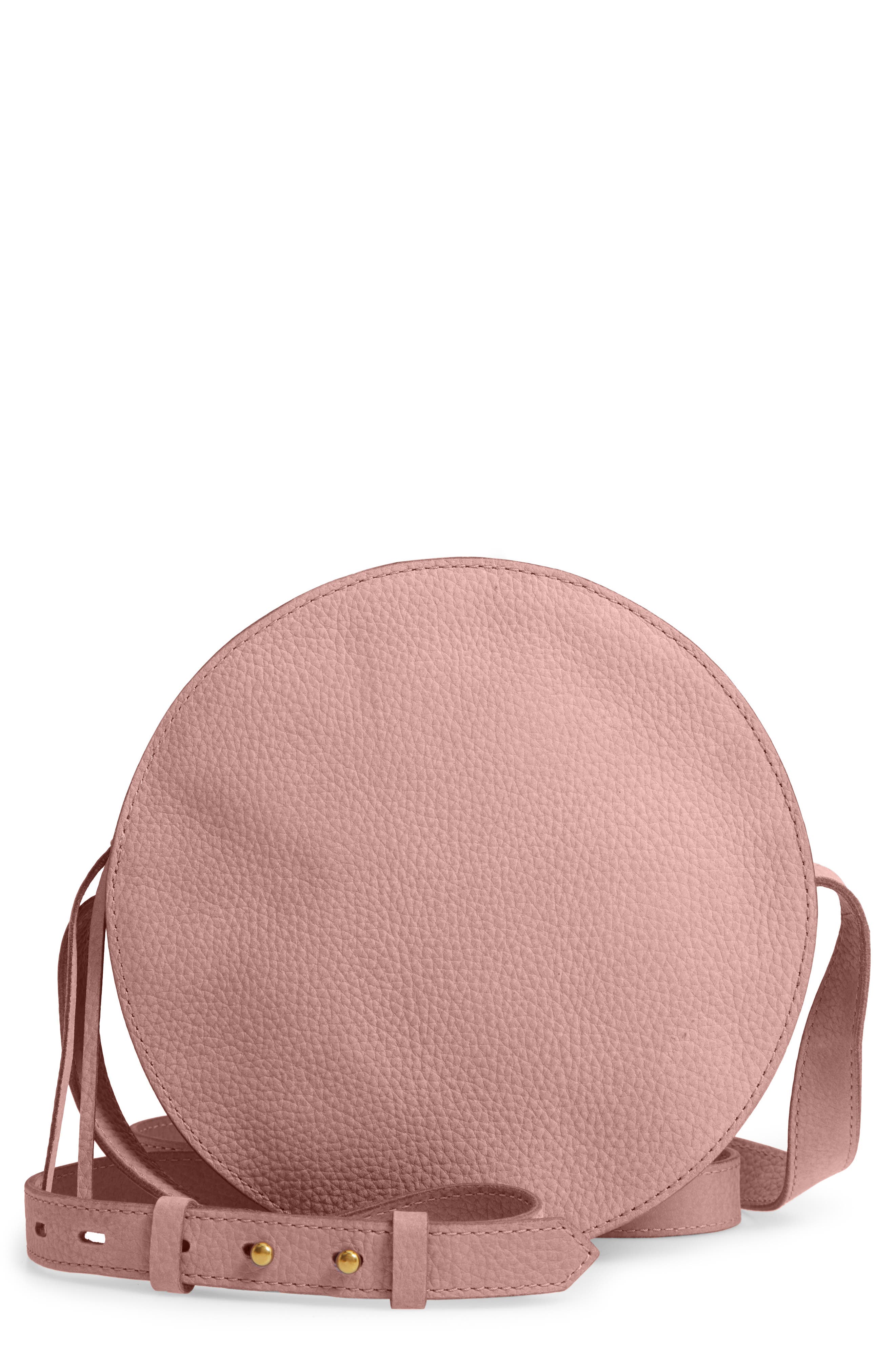 Madewell The Simple Circle Nubuck Leather Crossbody Bag, Main, color, 