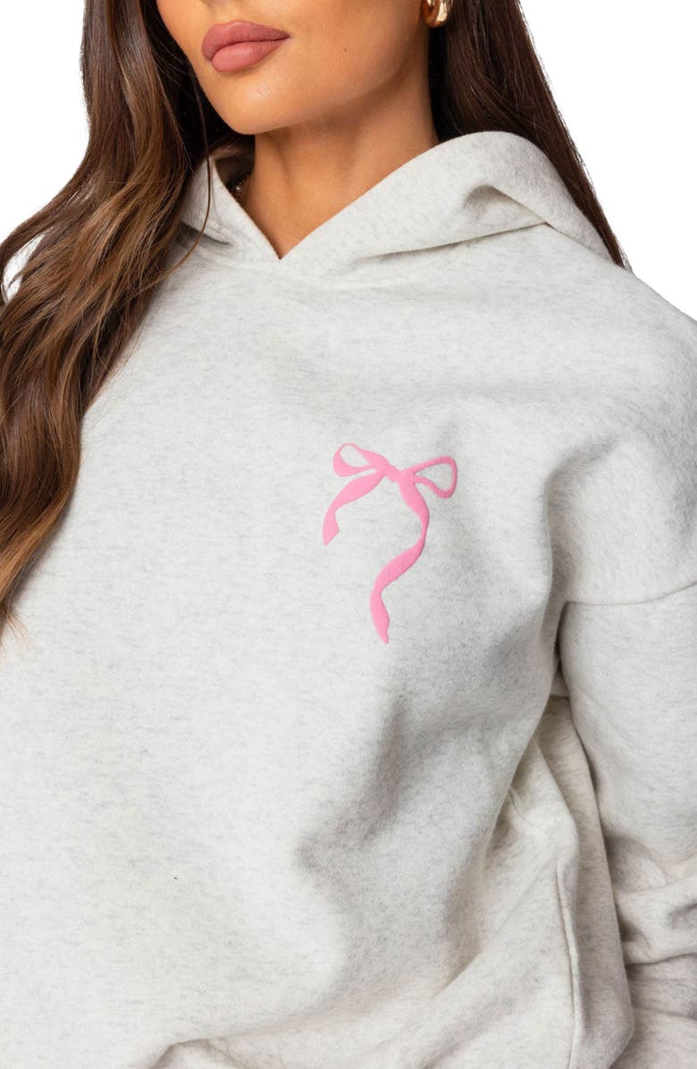 EDIKTED Sasha Bow Detail Hoodie, Alternate, color, Gray-Melange