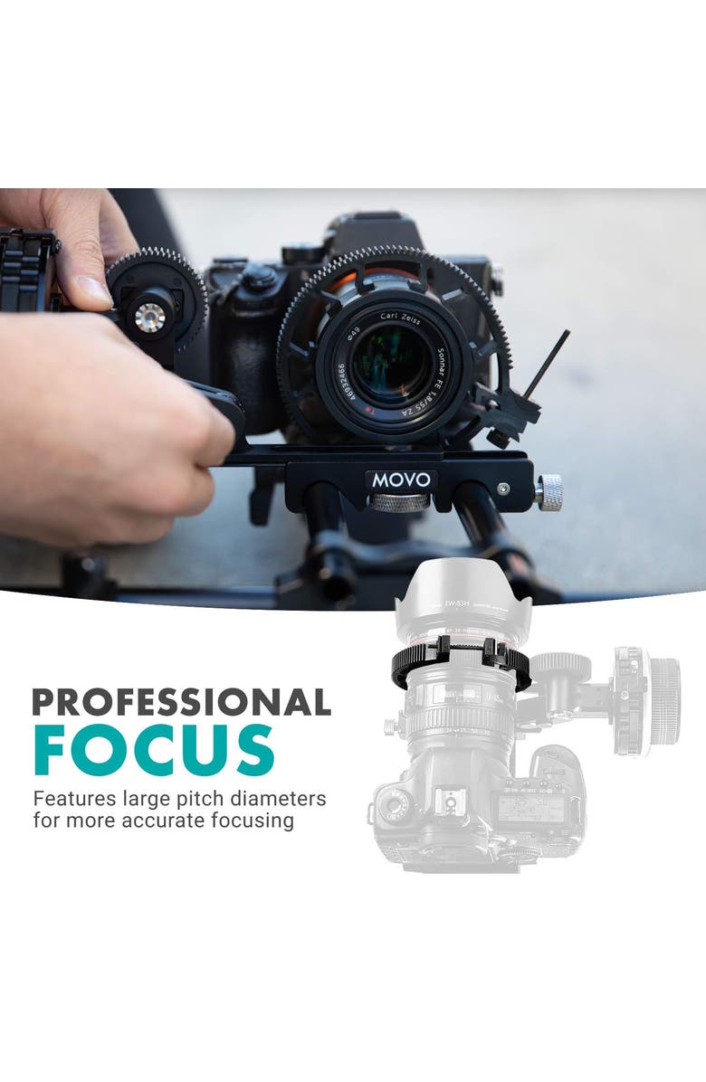 MOVO FR3 Adjustable 3-Piece Follow Focus Ring Gear Set - Includes 65mm, 75mm and 85mm Lens Rings, Alternate, color, Black