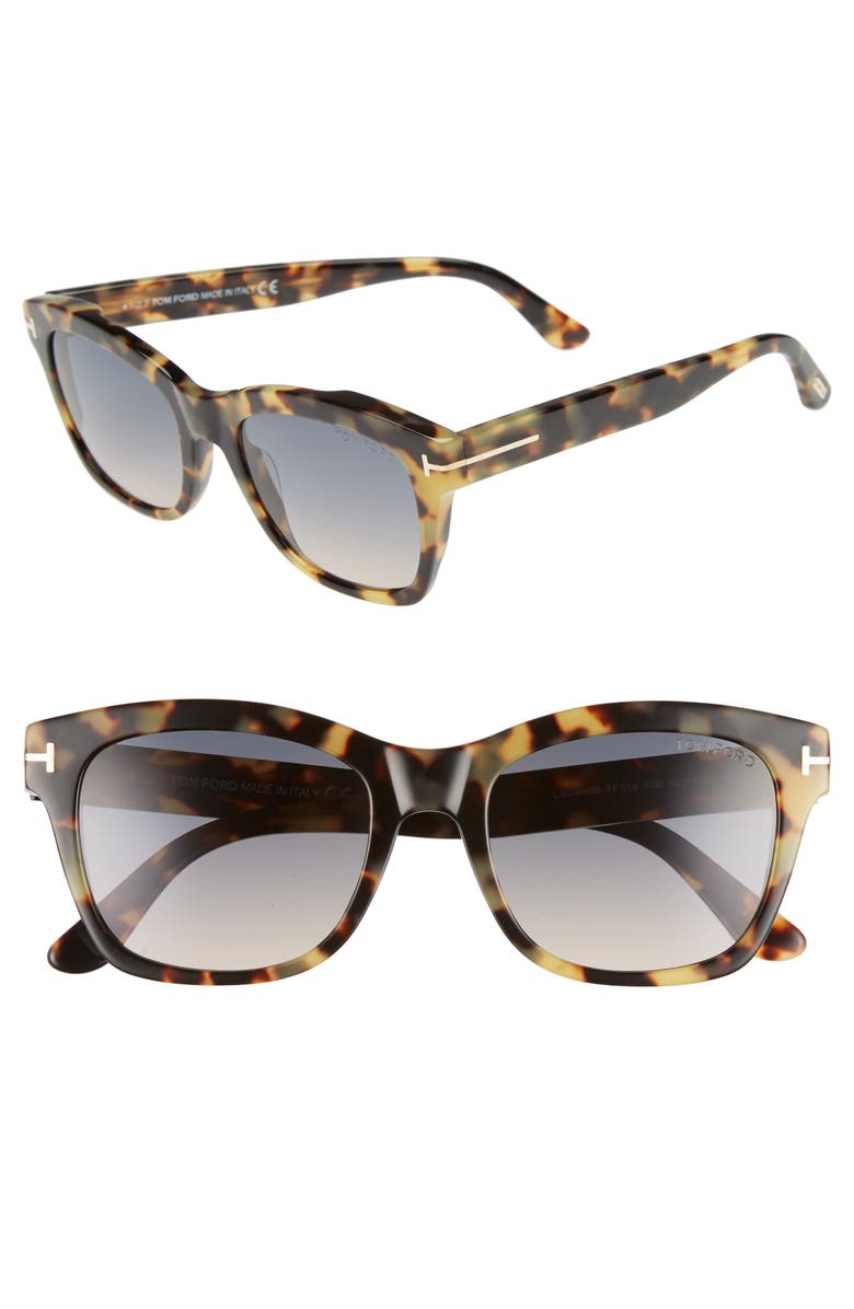 TOM FORD Lauren 52mm Sunglasses, Alternate, color, Havana/ Gradient Smoke