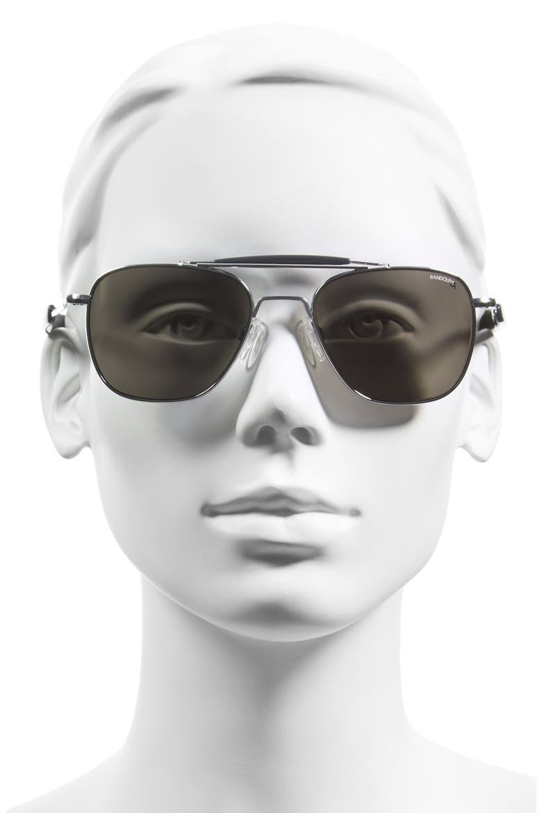 55mm Polarized Aviator Sunglasses, Alternate, color, BRIGHT CHROME/ GREY POLAR