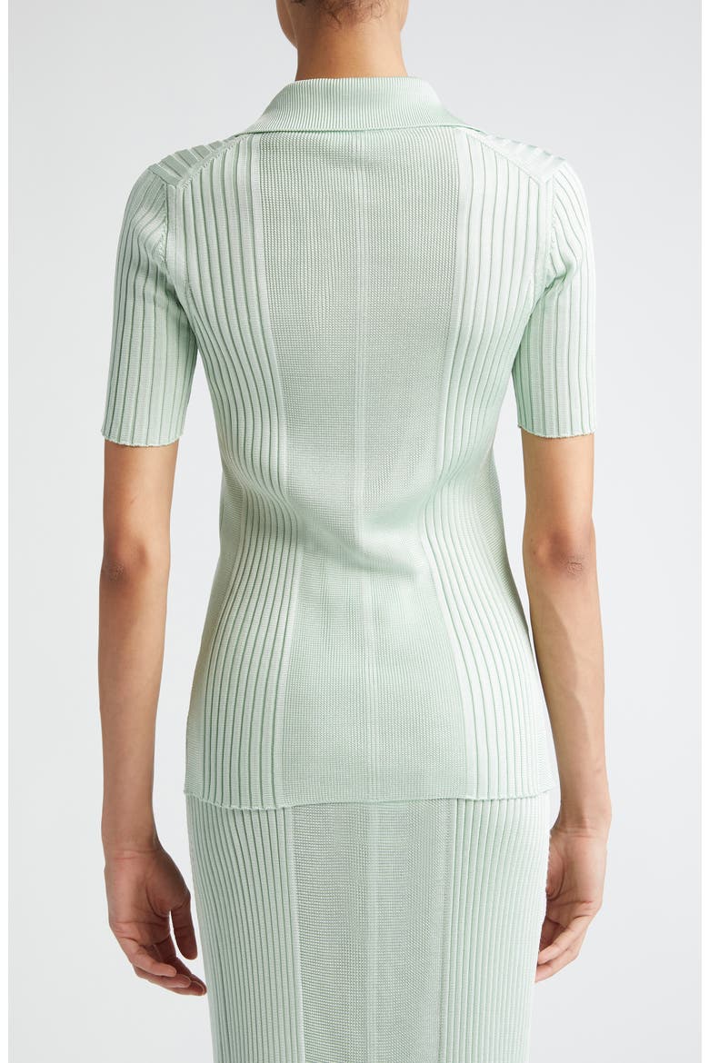 Short Sleeve Yak & Virgin Wool Rib Polo Sweater, Alternate, color, APPLE