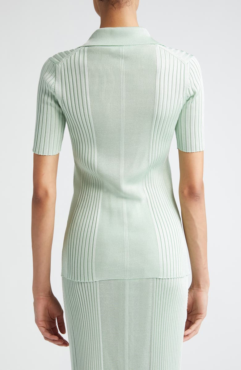 Jil Sander Short Sleeve Yak & Virgin Wool Rib Polo Sweater, Alternate, color, 