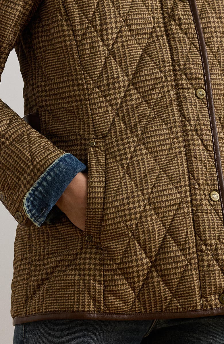Lauren Ralph Lauren Houndstooth Quilted Barn Jacket, Alternate, color,