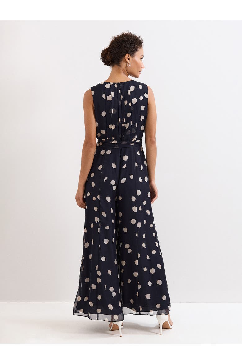 Maxine Spot Tie-Waist Maxi Jumpsuit, Alternate, color, Navy/Ivory