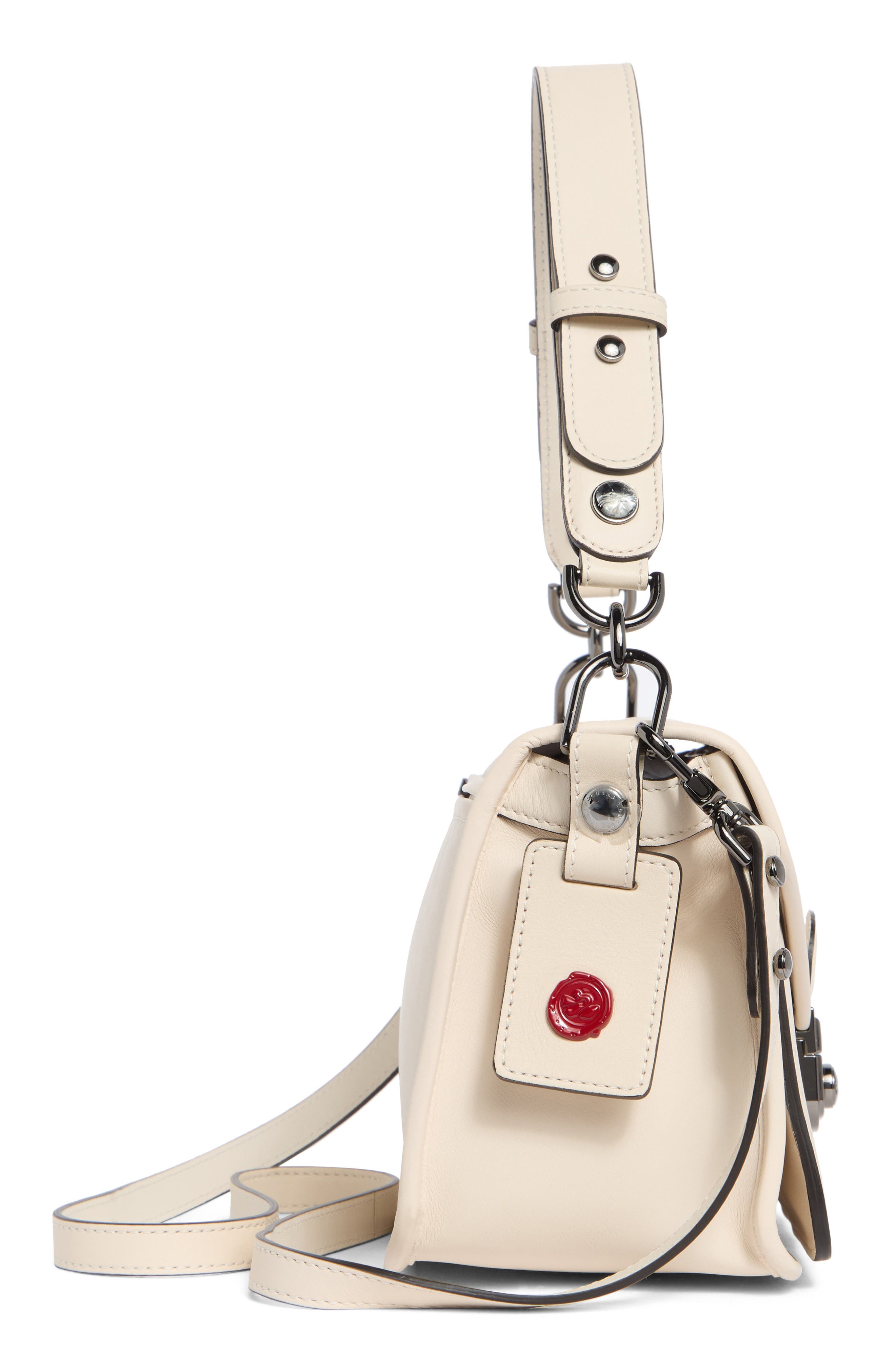 Longchamp Mademoiselle Medium Leather Satchel, Alternate, color, Ivory