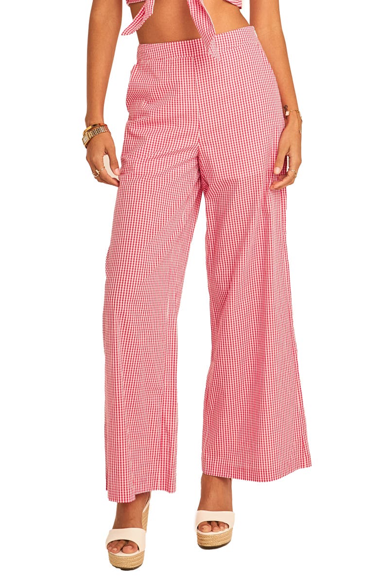 English Factory Check Wide Leg Pants, Alternate, color, Red