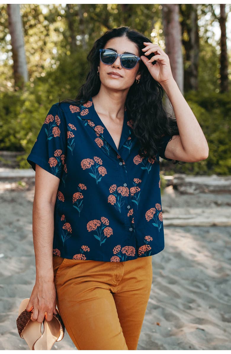 Bridge & Burn Mila Cropped Shirt, Alternate, color, Wildflower