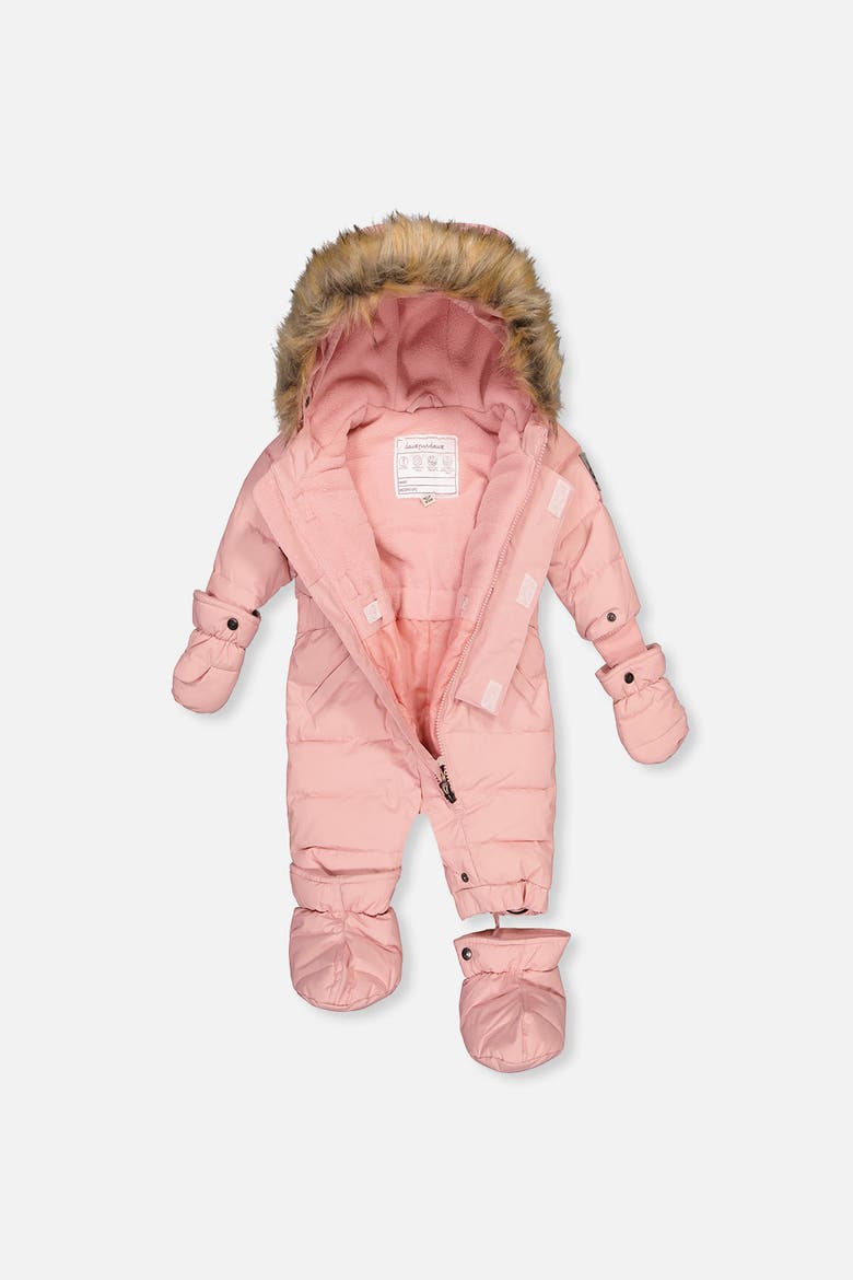 Fleece-Lined Waterproof One Piece Snowsuit, Alternate, color, Pale Dusty Pink