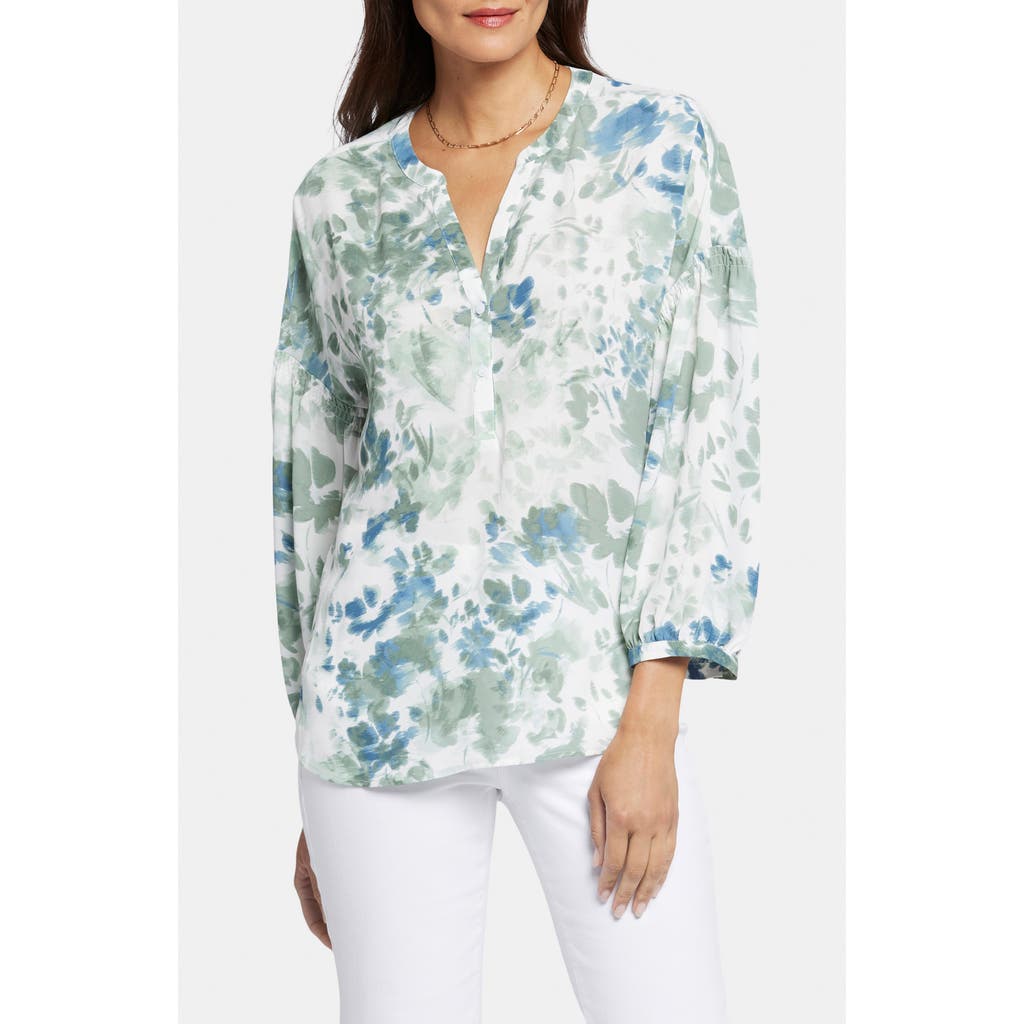 Shop Nydj Paulina Tie Dye Recycled Polyester Peasant Top In Cape Malea