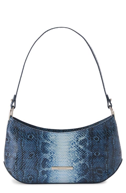 Lilibeth Croc Embossed Leather Shoulder Bag