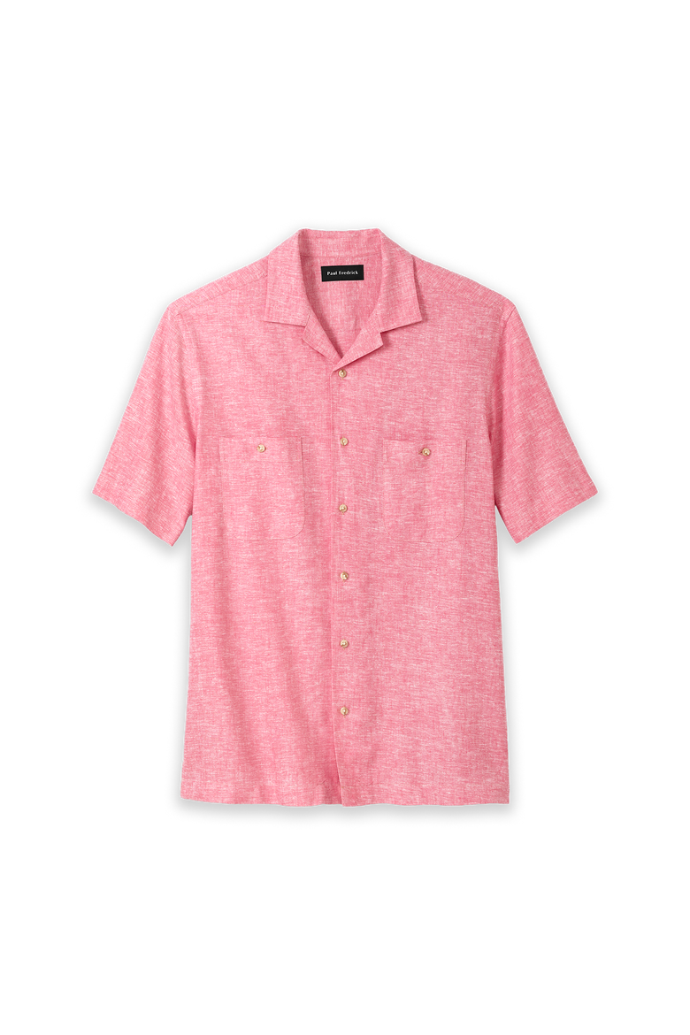 Linen Blend Solid Casual Shirt, Main, color, Light Red