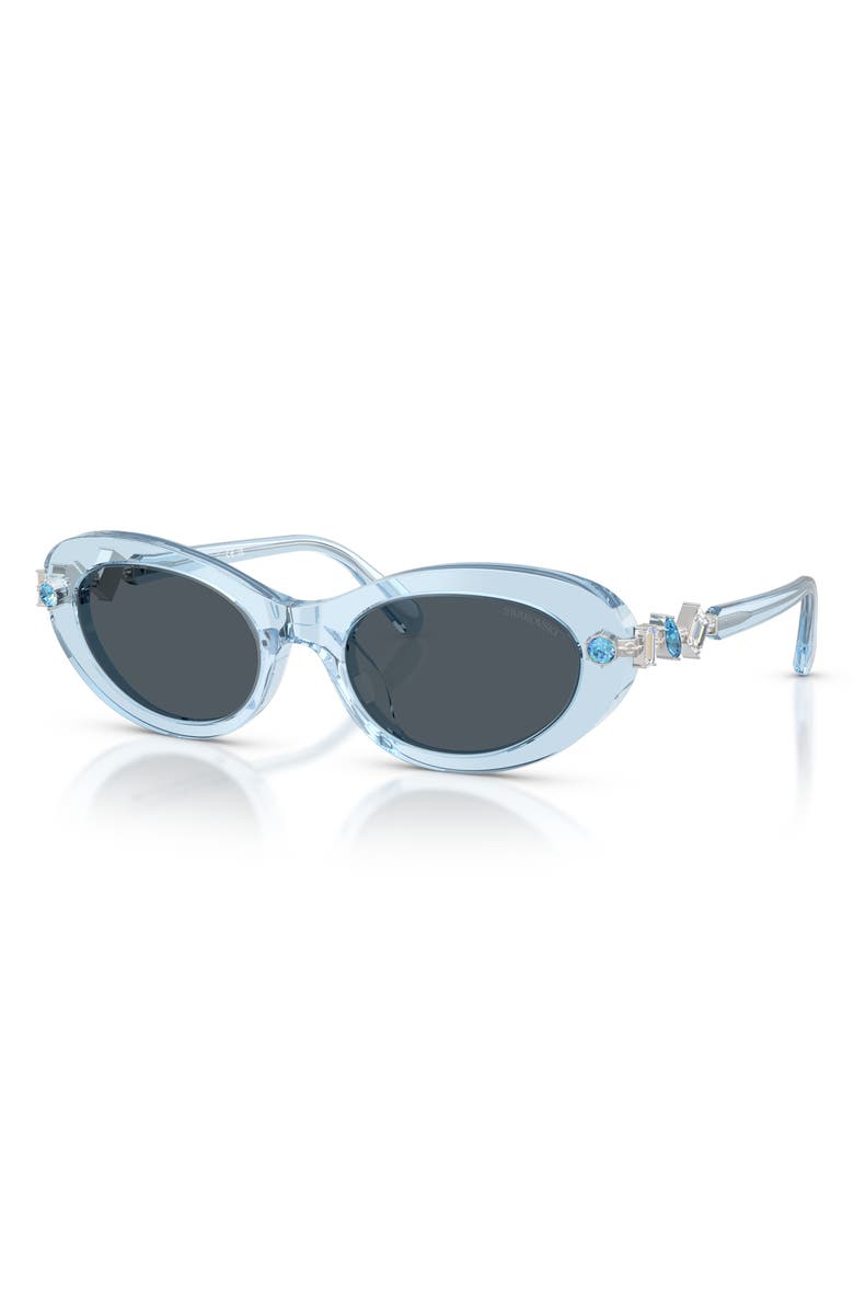 Swarovski 53mm Oval Sunglasses, Alternate, color, Light Blue / Dark Grey