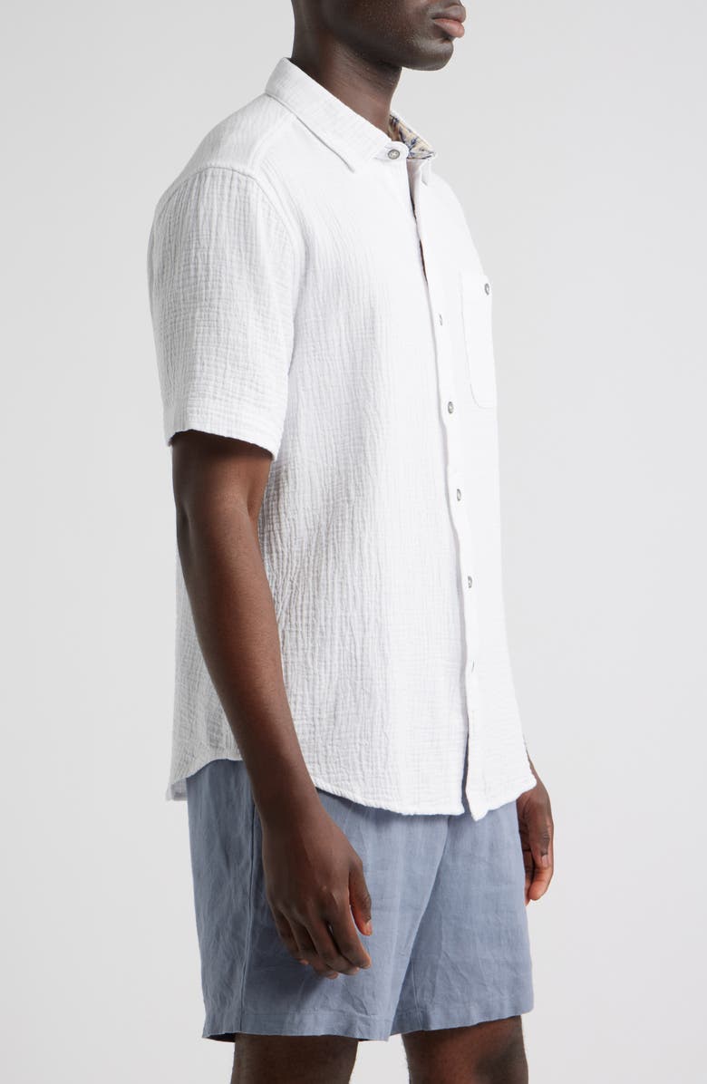 Tommy Bahama Beachside Cruiser Crinkled Short Sleeve Cotton Button-Up Shirt, Alternate, color, White
