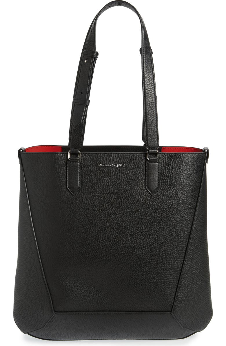 McQueen Medium The Edge Leather Tote, Main, color,