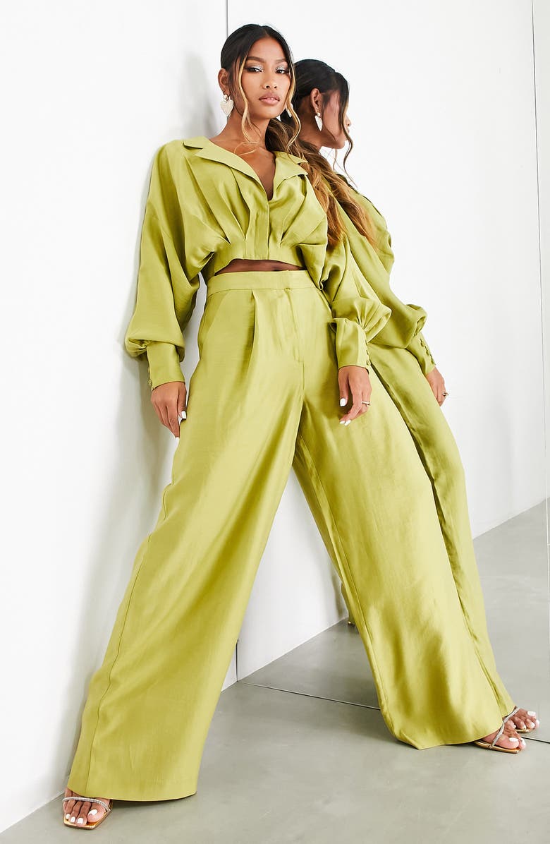 ASOS DESIGN High Waist Wide Leg Trousers, Alternate, color, 