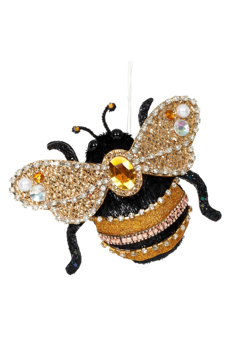 Jeweled Bee Ornament, Set of 12, Main, color, Gold
