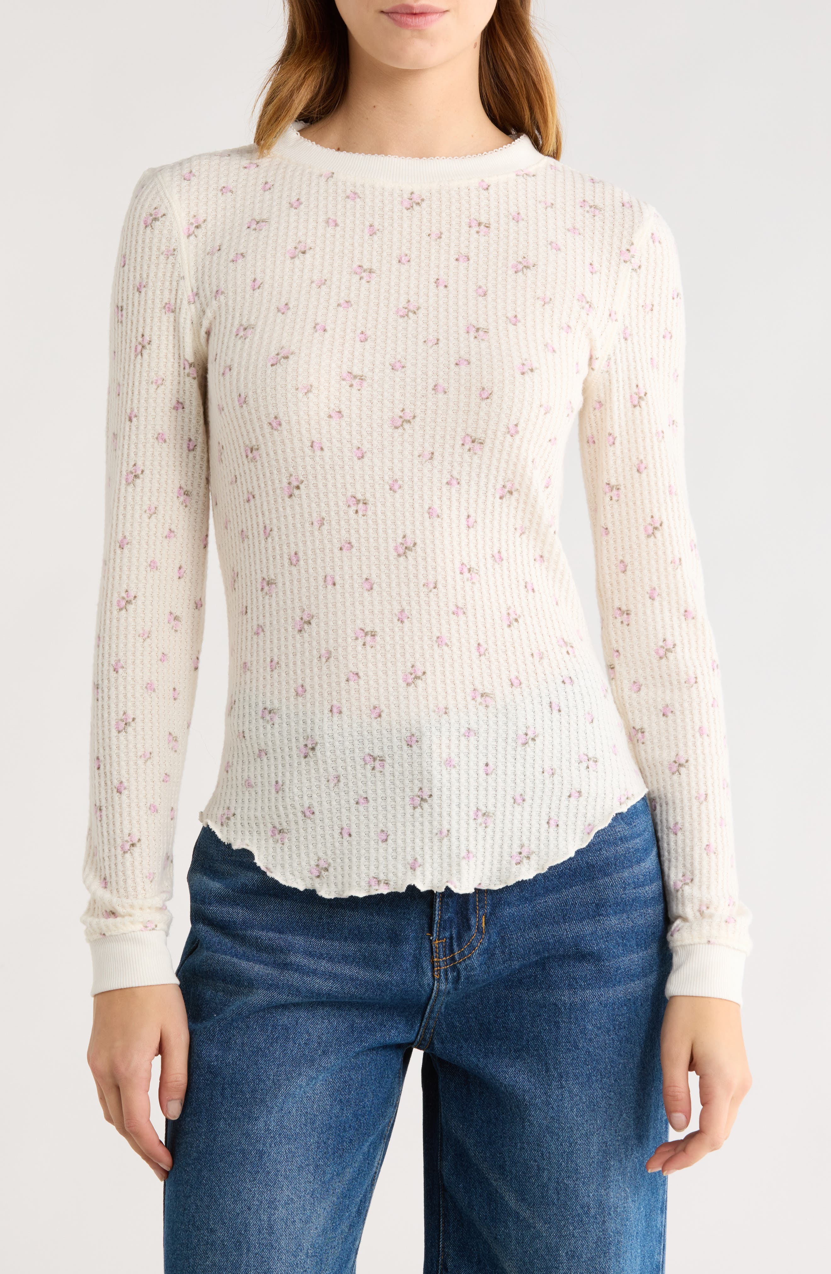 Long Sleeve Waffle Knit Top - image 3