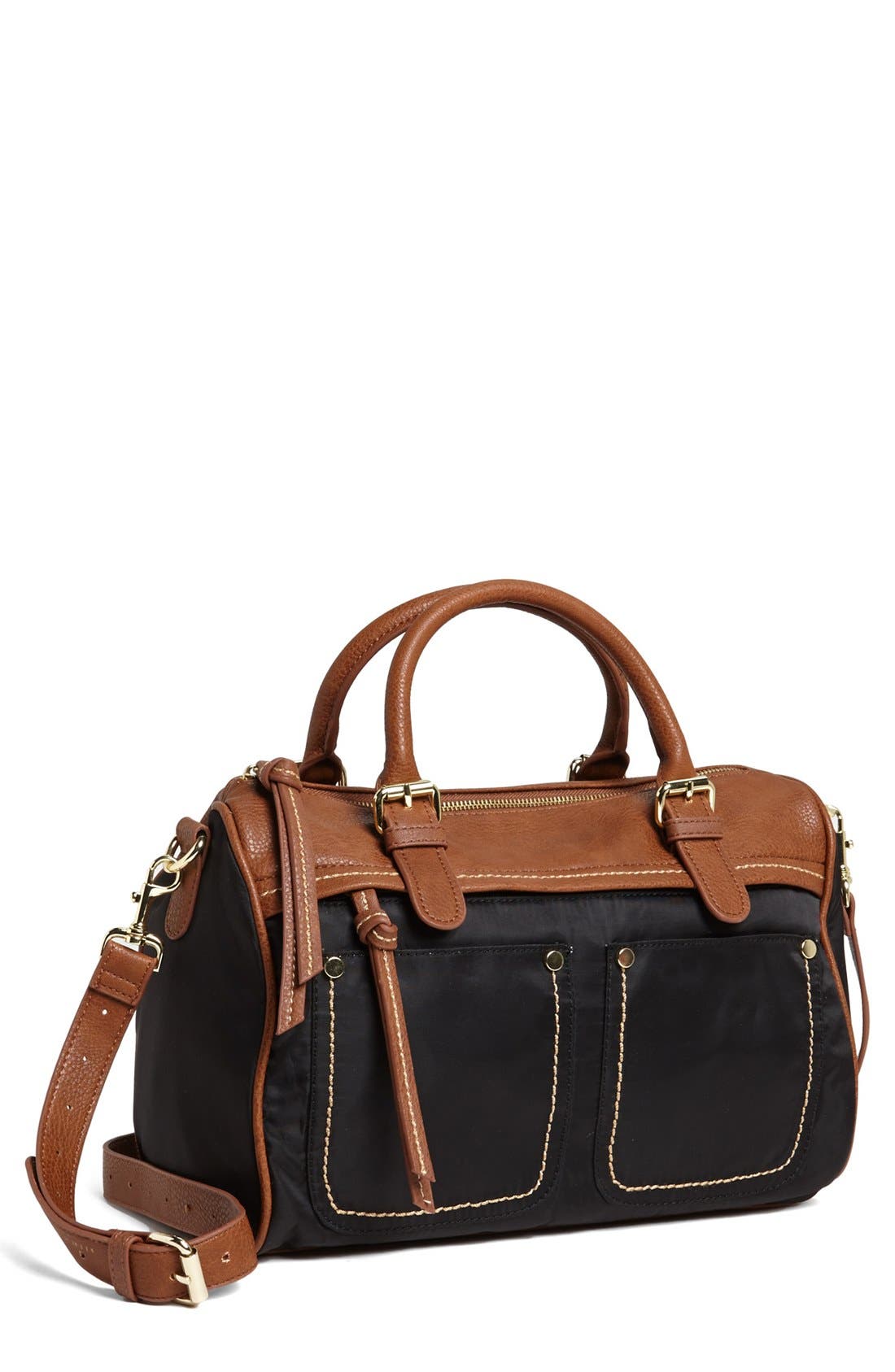 'Kiki' Satchel, Main, color, BLACK/ TAN TRIM