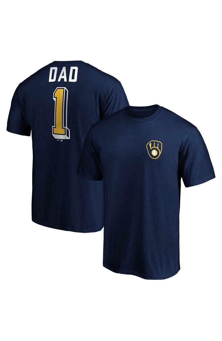 FANATICS Men's Fanatics Branded Navy Milwaukee Brewers Number One Dad Team T-Shirt, Alternate, color, 