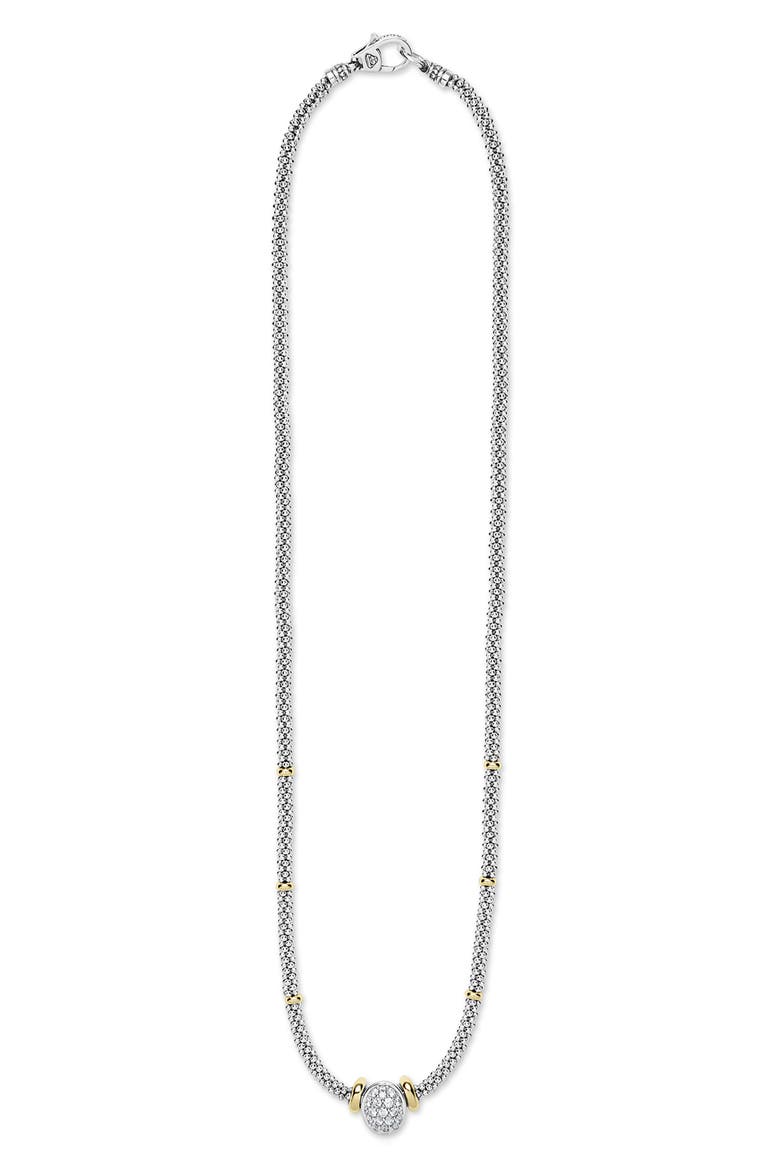 Signature Caviar Two-Tone Oval Caviar Diamond Necklace, Alternate, color, TWO TONE