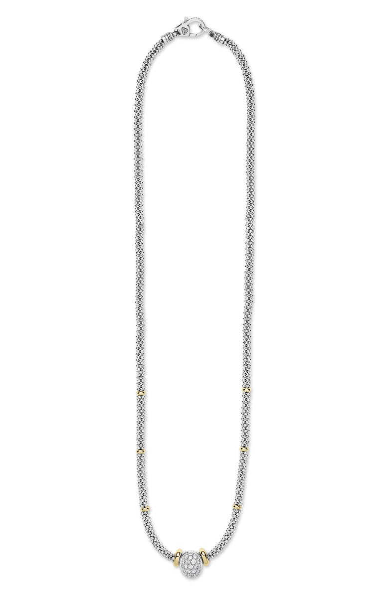 LAGOS Signature Caviar Two-Tone Oval Caviar Diamond Necklace, Alternate, color, Two Tone