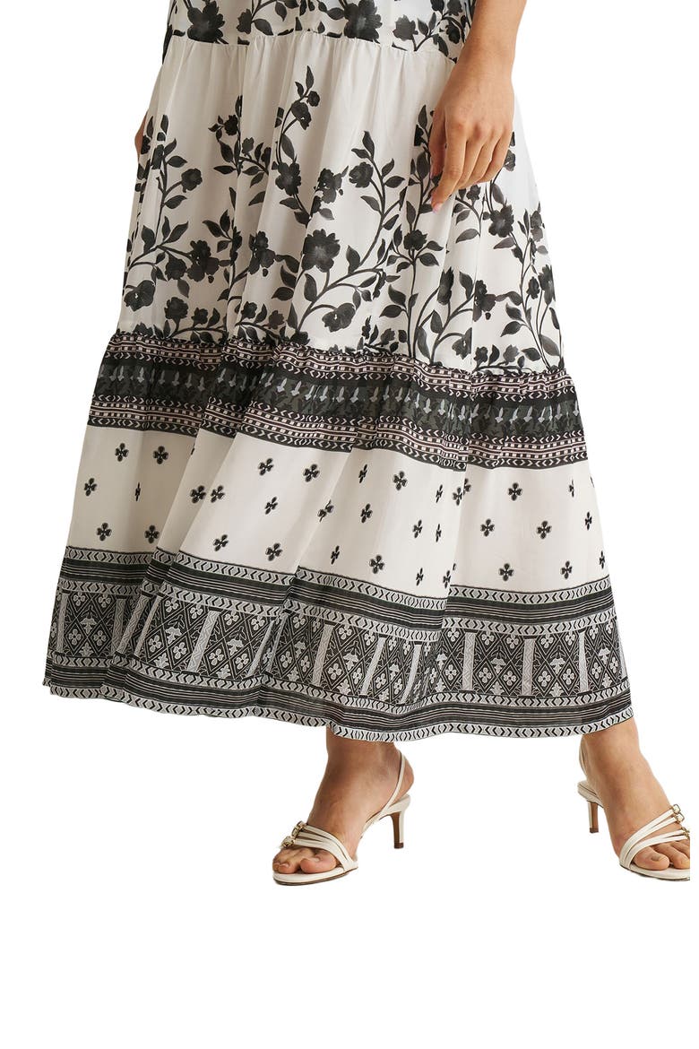 Strappy Tiered Maxi Dress, Alternate, color, Vines and Twirls Black