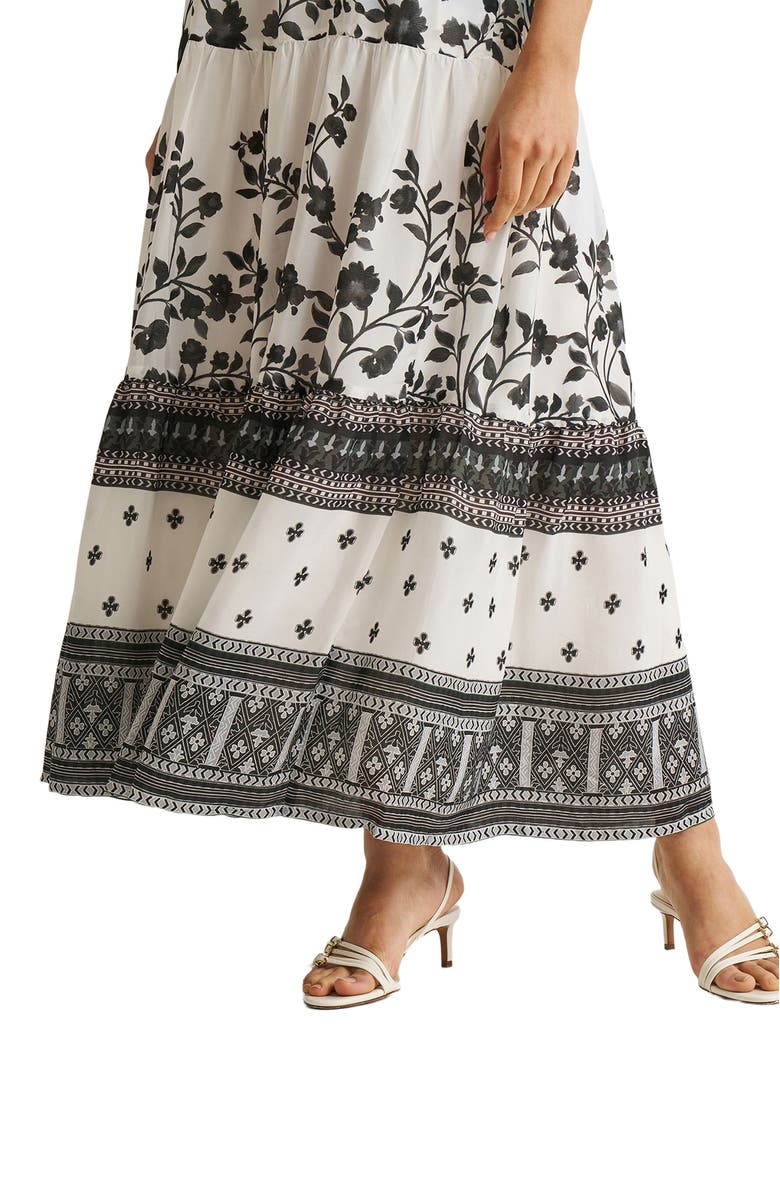 Reistor Strappy Tiered Maxi Dress, Alternate, color, Vines And Twirls Black