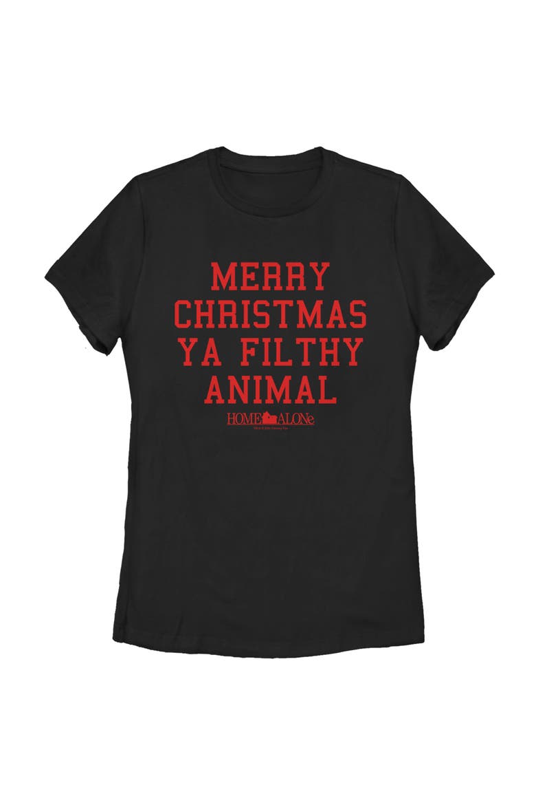 Women's Home Alone Merry Christmas Ya Filthy Animal  Graphic T-Shirt, Main, color, Black