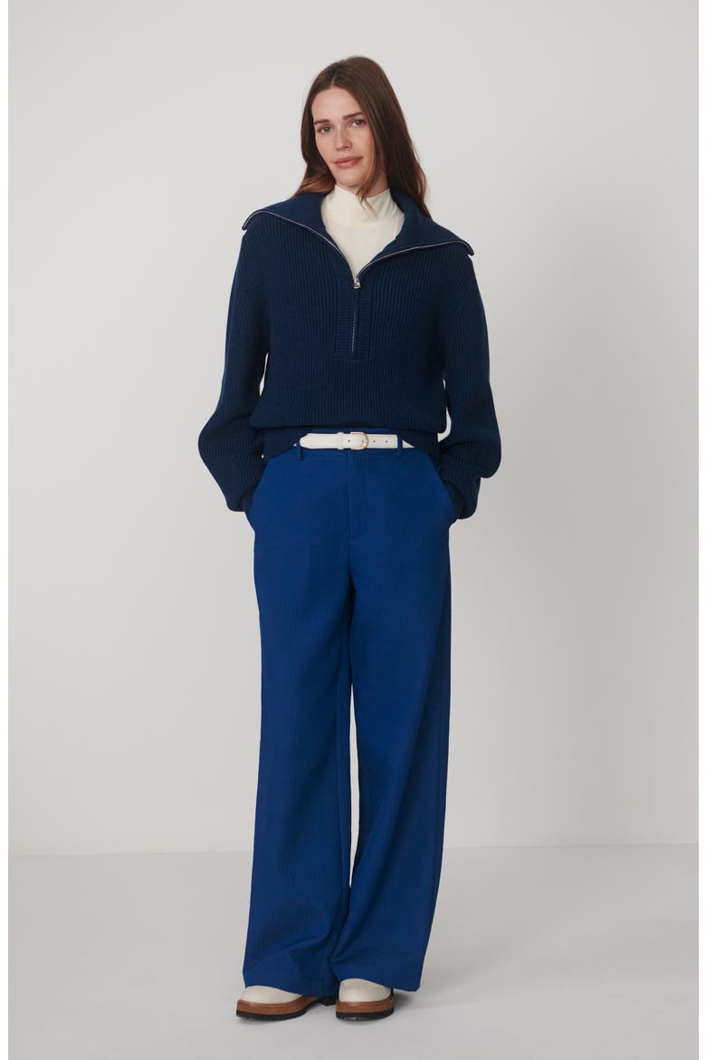 Maura Rib Half Zip Sweater, Alternate, color, SEA BLUE
