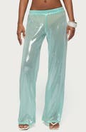 EDIKTED Avalee Sequin Low Rise Wide Leg Pants