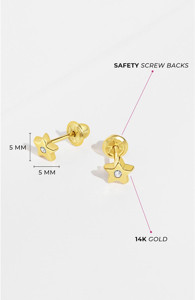 In Season Jewelry 14k Polished Cubic Zirconia Star Earrings, Alternate, color, Gold