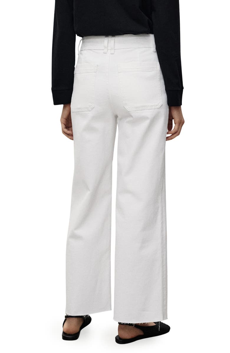 MANGO Catherin Raw Hem High Waist Wide Leg Culotte Jeans, Alternate, color, White