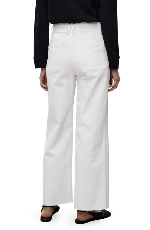 Shop Mango Catherin Raw Hem High Waist Wide Leg Culotte Jeans In White