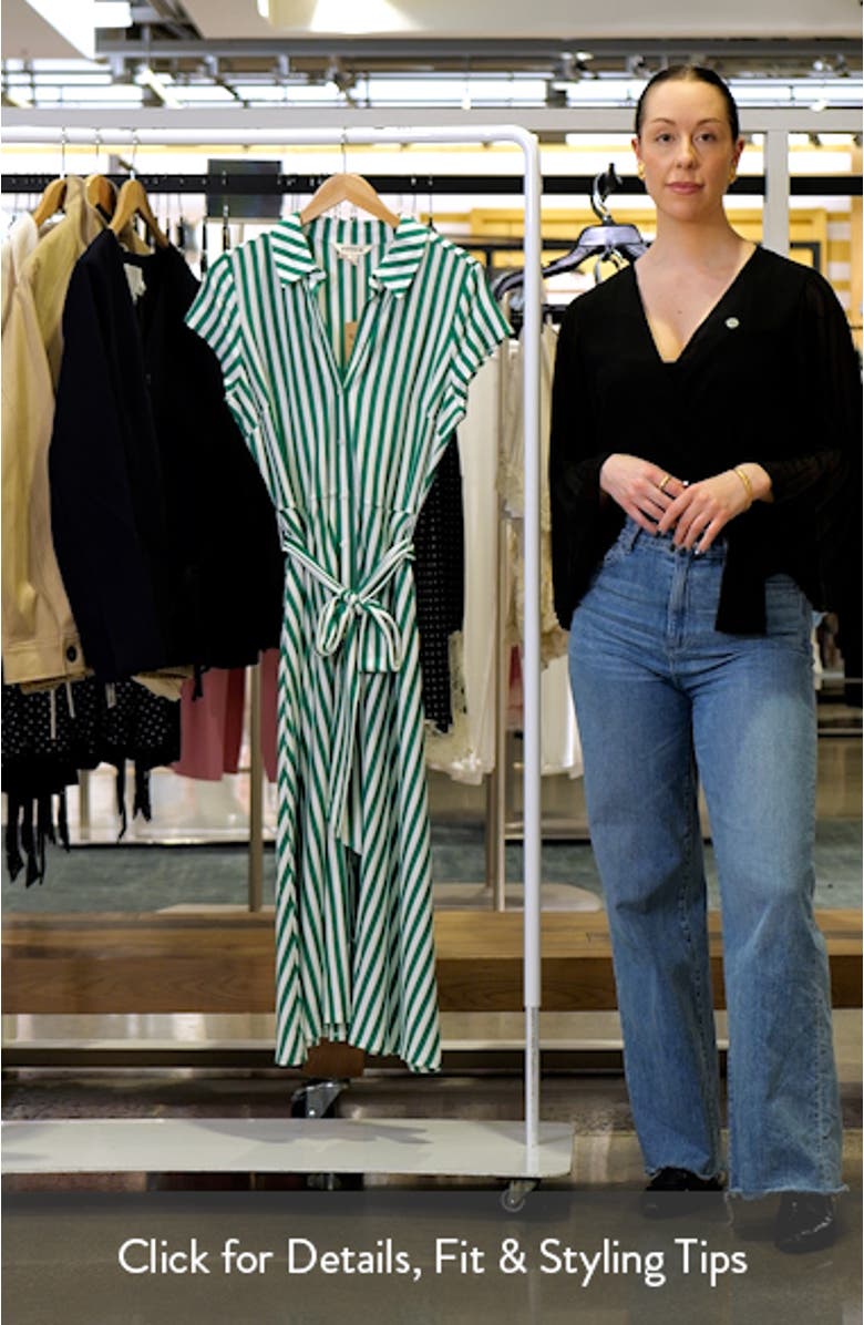 Marcia Stripe Cap Sleeve Cotton Blend Jersey Shirtdress, sales video thumbnail