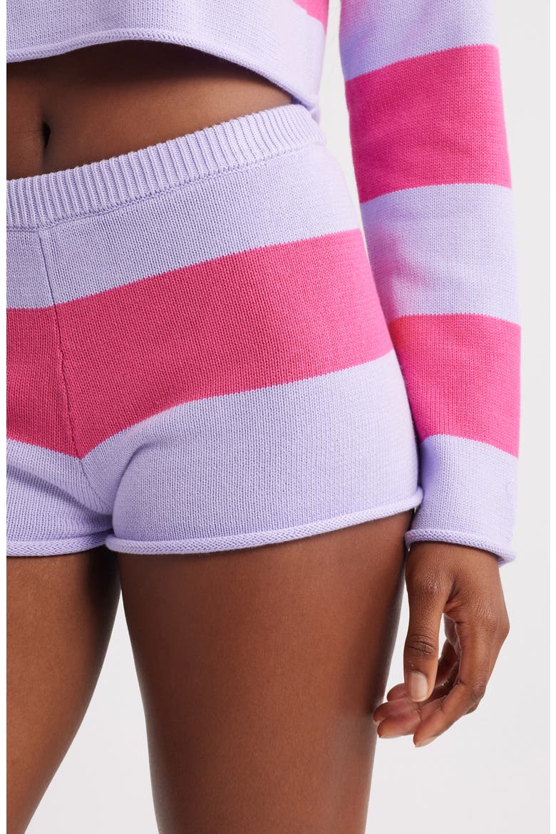 Cotton Blend Rugby Sweater Shorts, Alternate, color, HOT PINK MILLIE LAVNDER