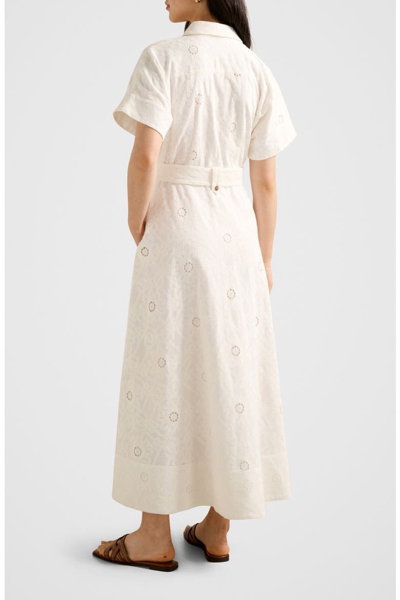 Valeria Broderie Cotton Maxi Shirtdress, Alternate, color, PORCELAIN