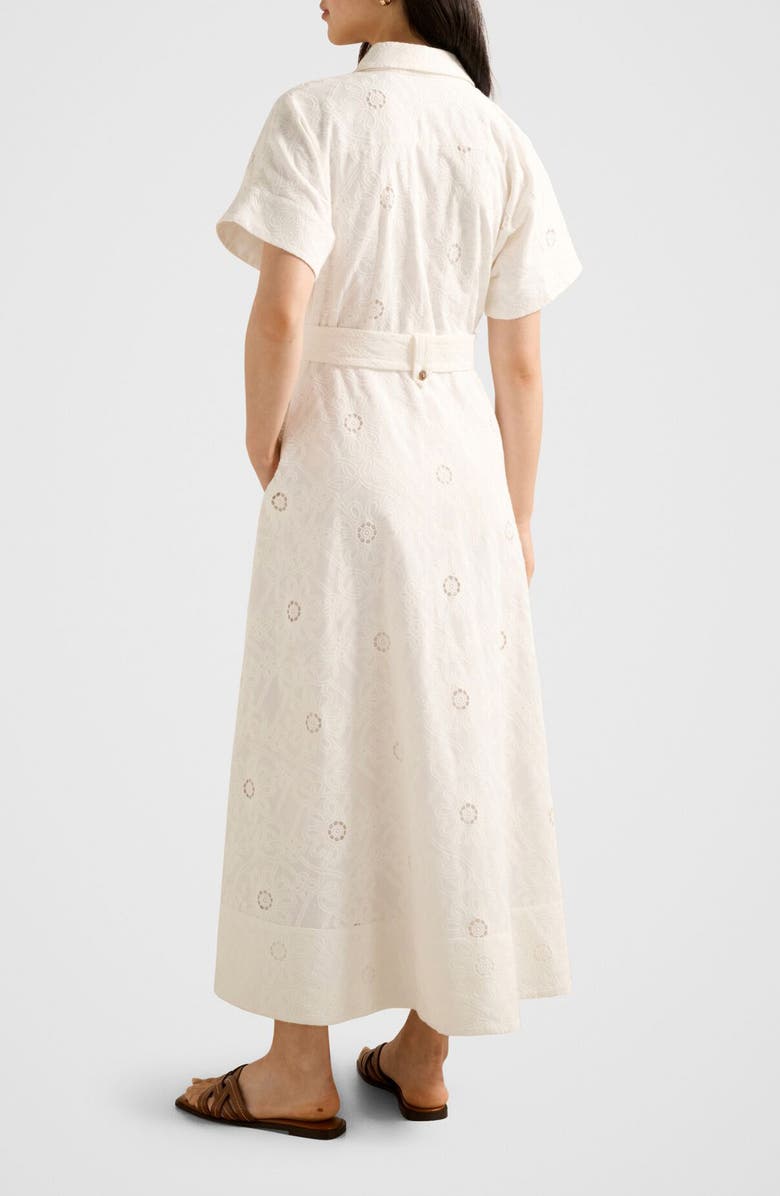Ever New Valeria Broderie Cotton Maxi Shirtdress, Alternate, color, Porcelain