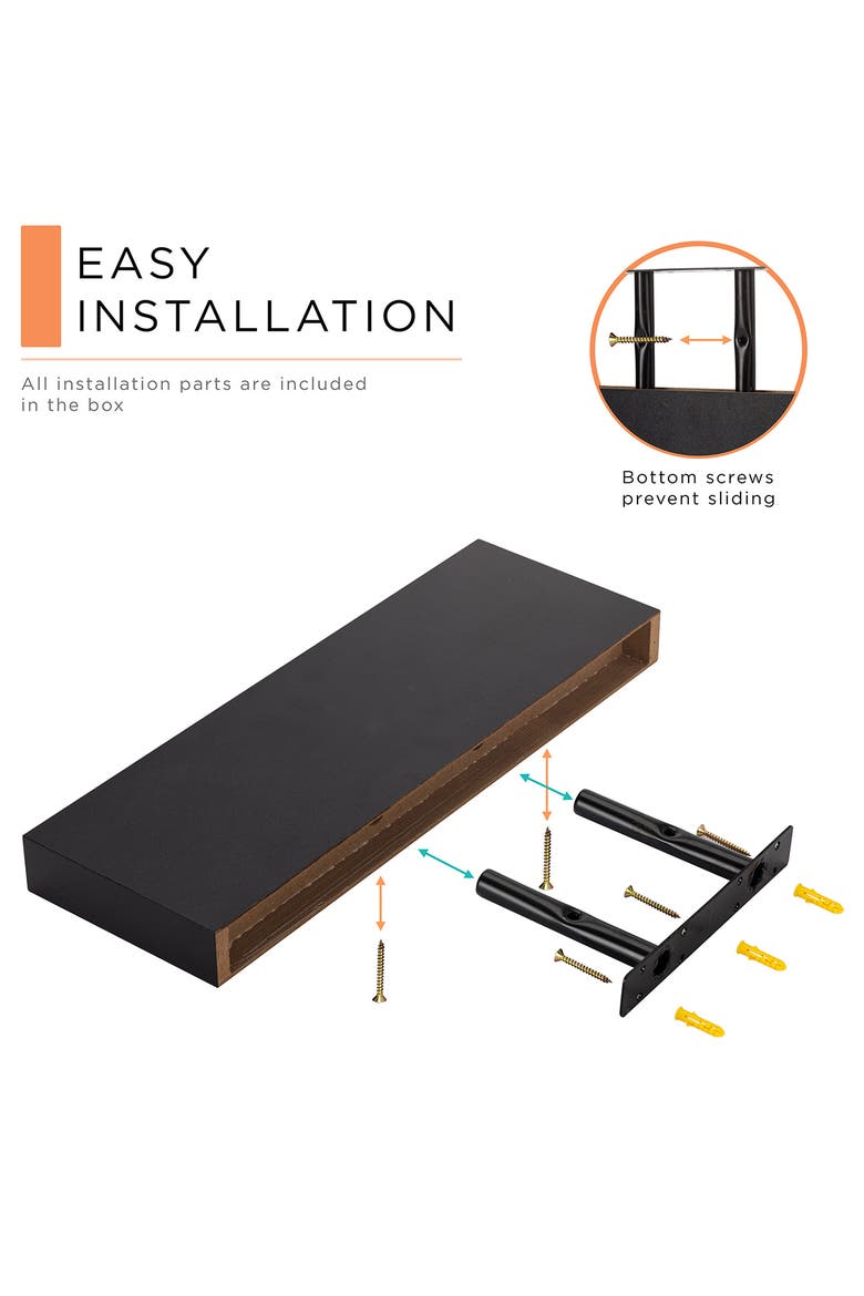 Floating Shelves - Set of 2, Alternate, color, BLACK