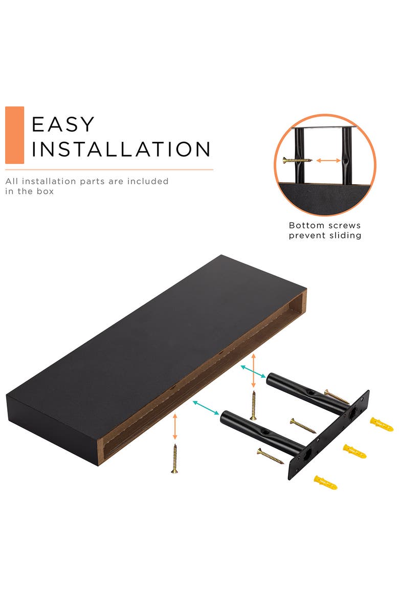 SORBUS Floating Shelves - Set of 2, Alternate, color, Black