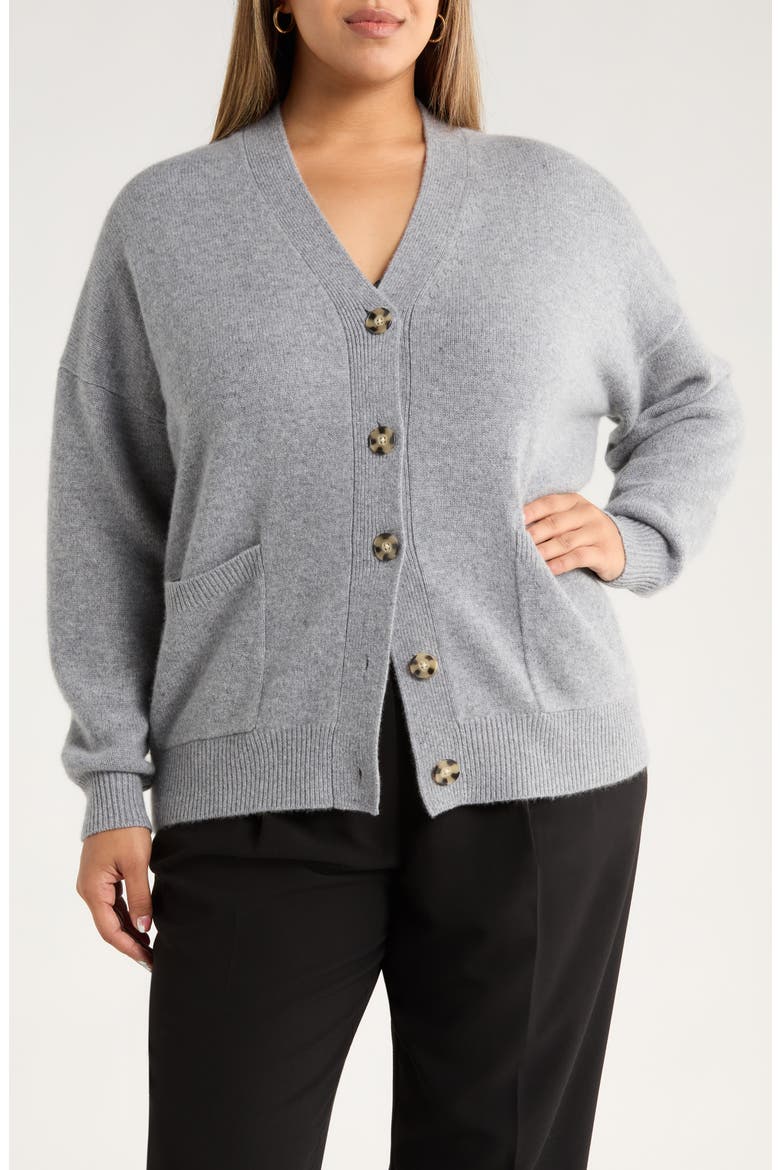 Wool & Cashmere Boyfriend Cardigan, Main, color, GREY NIGHT