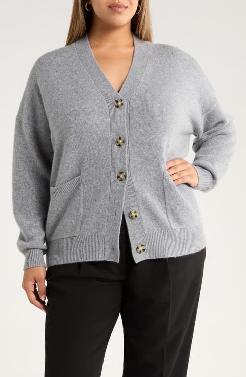 Wool & Cashmere Boyfriend Cardigan (Plus)