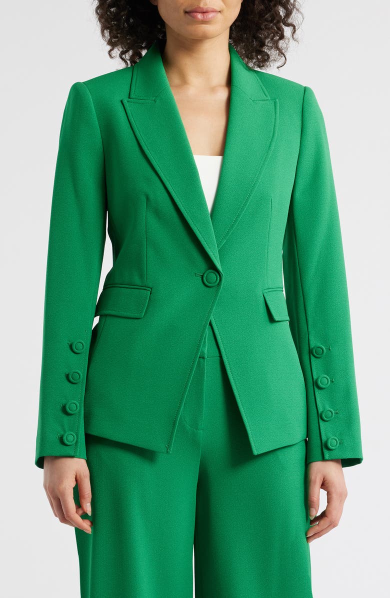 Tahari ASL One-Button Blazer, Main, color, Emerald