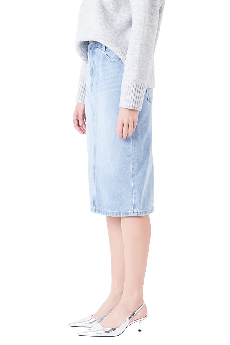 Denim Midi Skirt, Alternate, color, BLUE