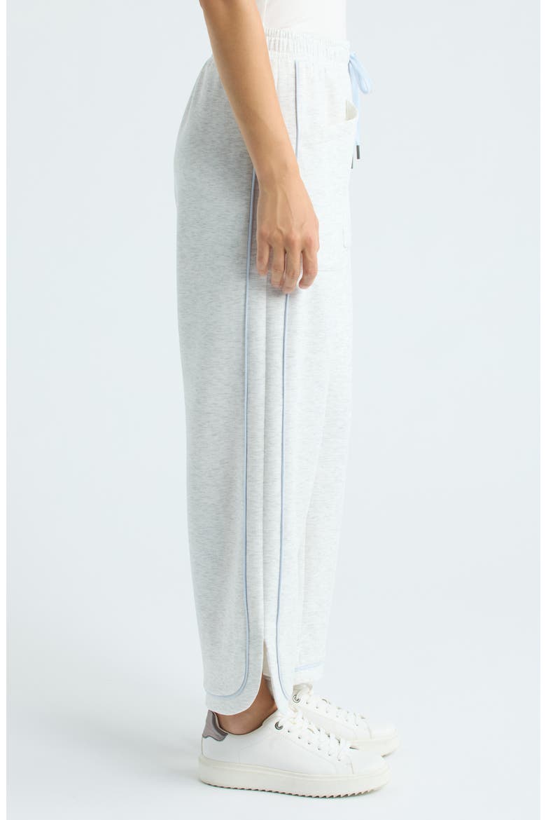 Wide Leg Track Pants, Alternate, color, HEATHER CREAM/ XENON BLUE