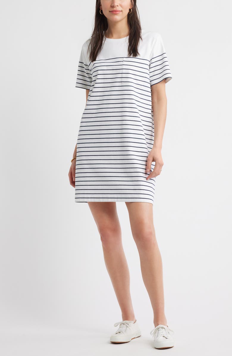 Caslon<sup>®</sup> Patch Pocket Stripe T-Shirt Dress, Main, color,