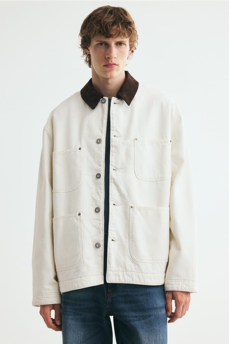 Denim Workwear Jacket, Alternate, color, Cream/dark brown