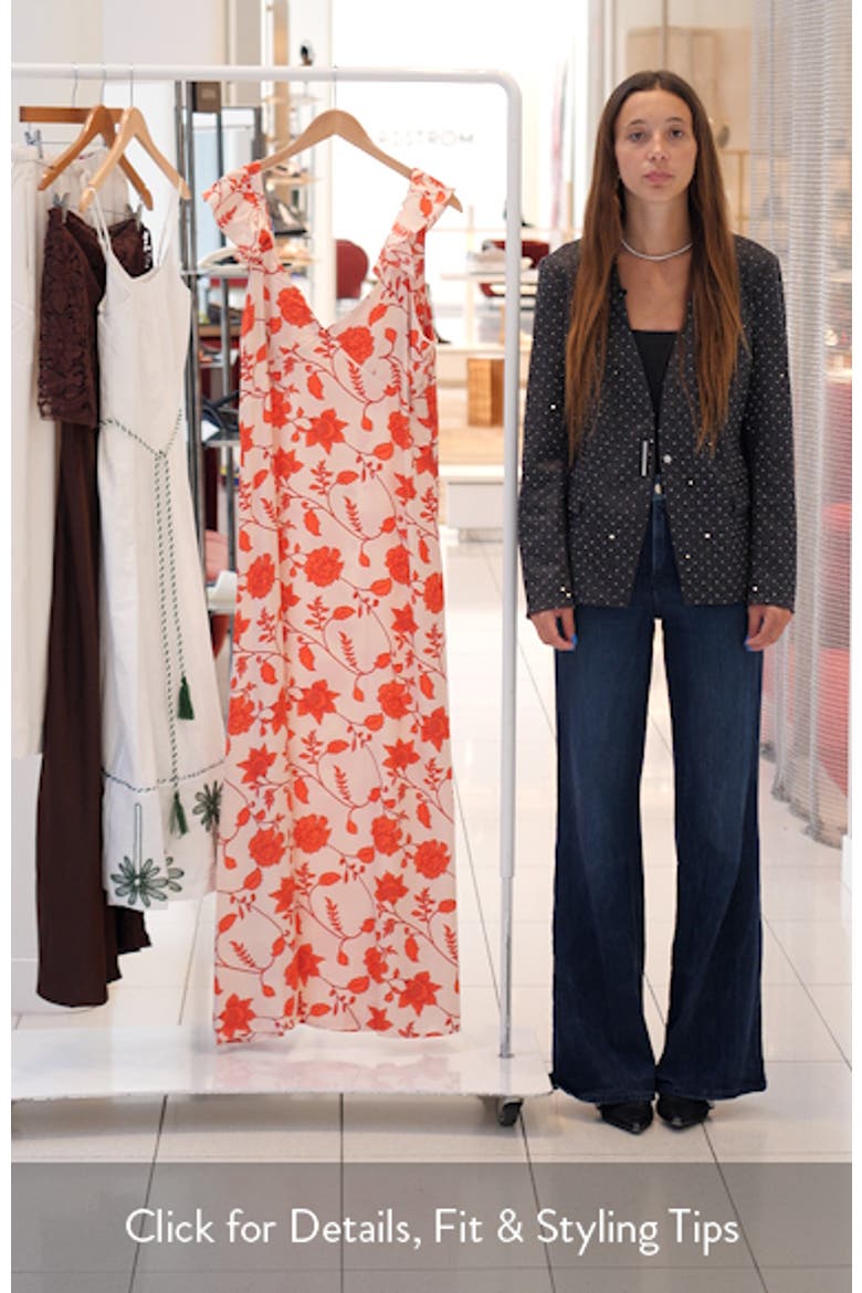 Enala Floral Ruffle Sleeve Satin Maxi Dress video