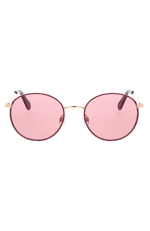 50mm Glitter Rim Round Sunglasses